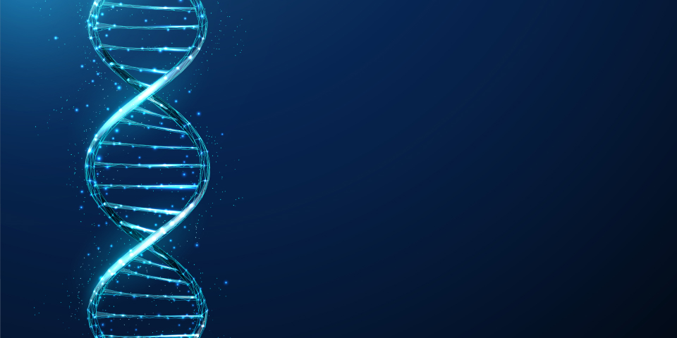 Banner com foto de molécula de DNA