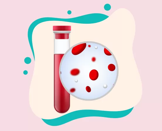 Figura ilustrando frasco com amostra de sangue e células